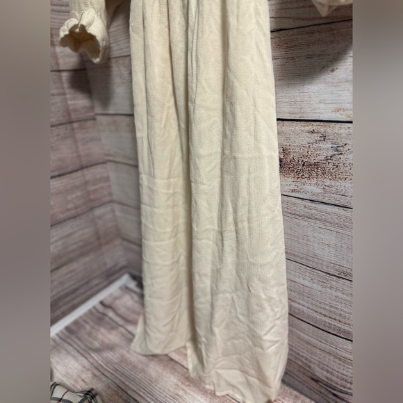 Cream V-Neck Gathered Waist Maxi Dress - Picture 8 of 8